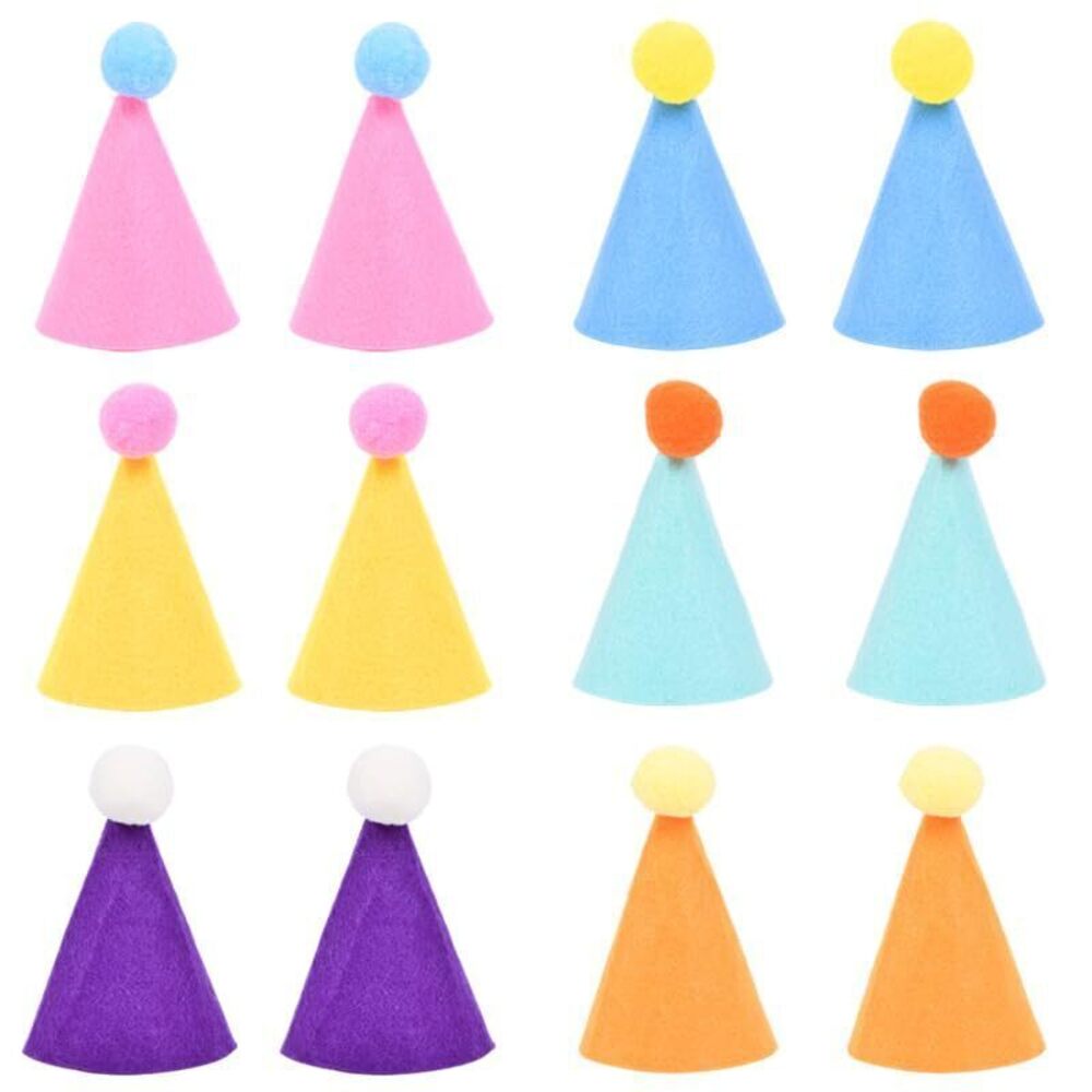 2230 12pcs Assorted Mini Party Hats - Cone Hats for Stuffed Animals Dolls